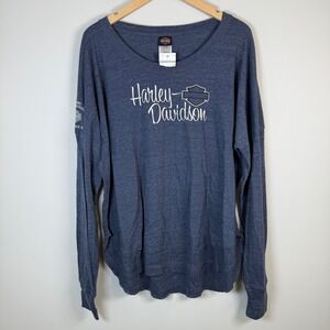 NEW Harley Davidson Women's Moto Biker Long Sleeve Graphic T Shirt XL NWT